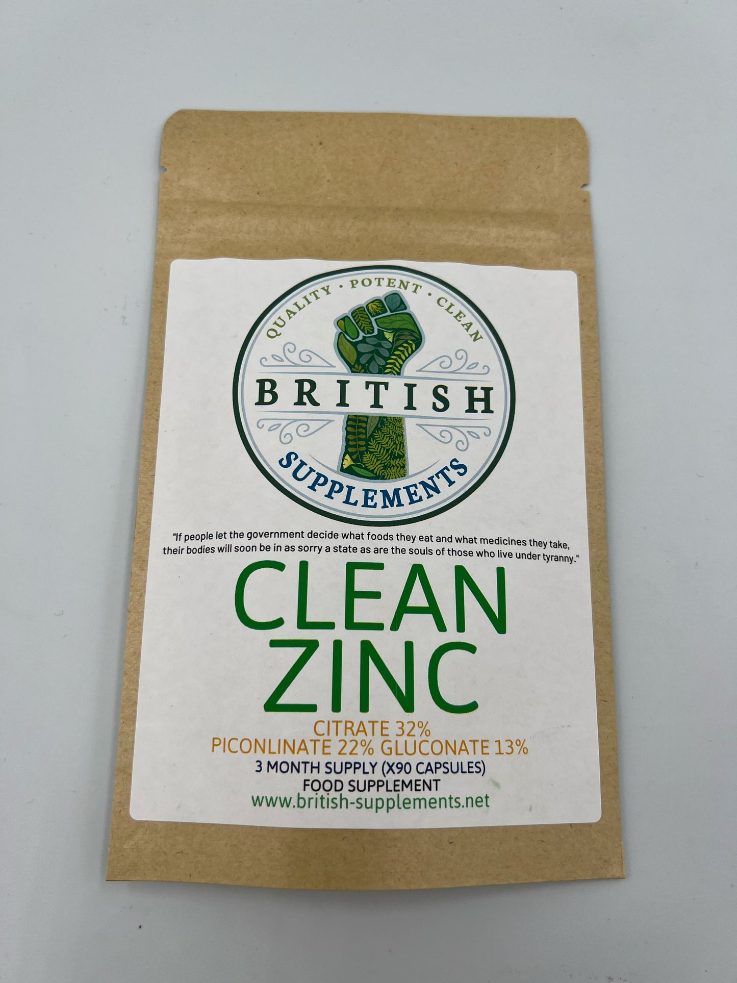 British Supplements Clean Zinc Capsules